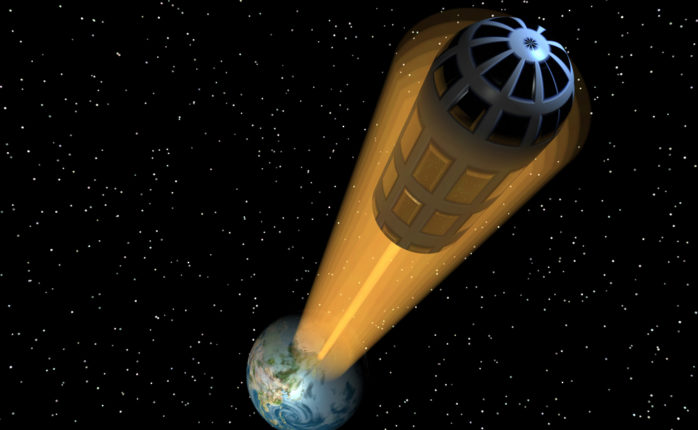 Graphic illustration of a space elevator from NASA | Jerry Lyles / Shutterstock.com