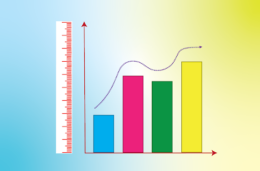 An image of a ruler and a bar chart